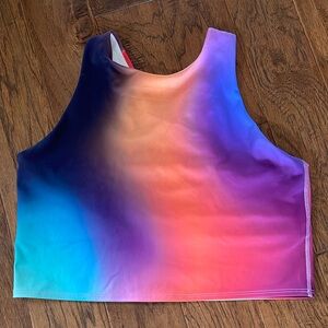 Athleta conscious crop bra large D-DD rainbow tie dye